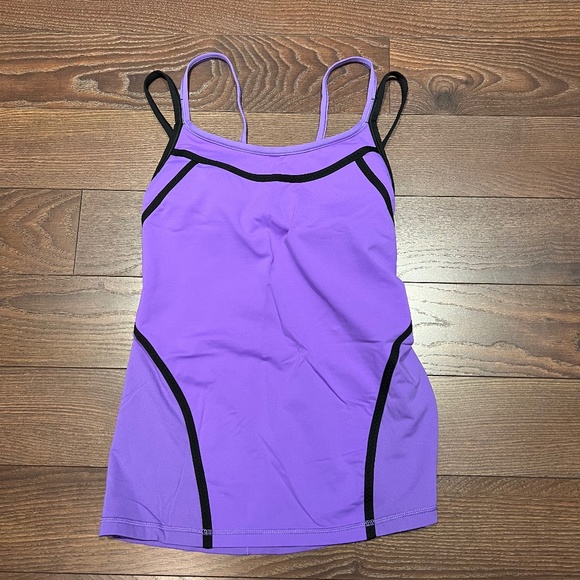 LULULEMON SPAGHETTI STRAP TANK TOP SZ 6 PURPLE BLACK PIPING [SUPER RARE] - Picture 1 of 2